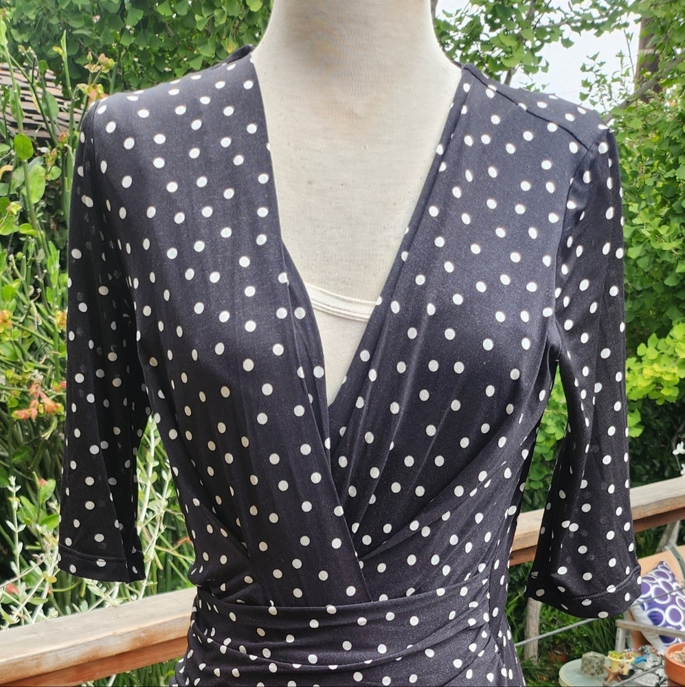 Max Mara Italy Black Polka Dot Dress Sz S